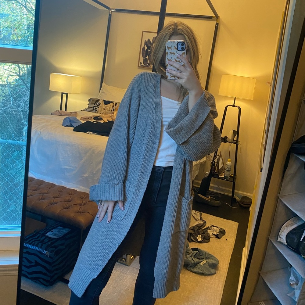 Grey longline cardigan
